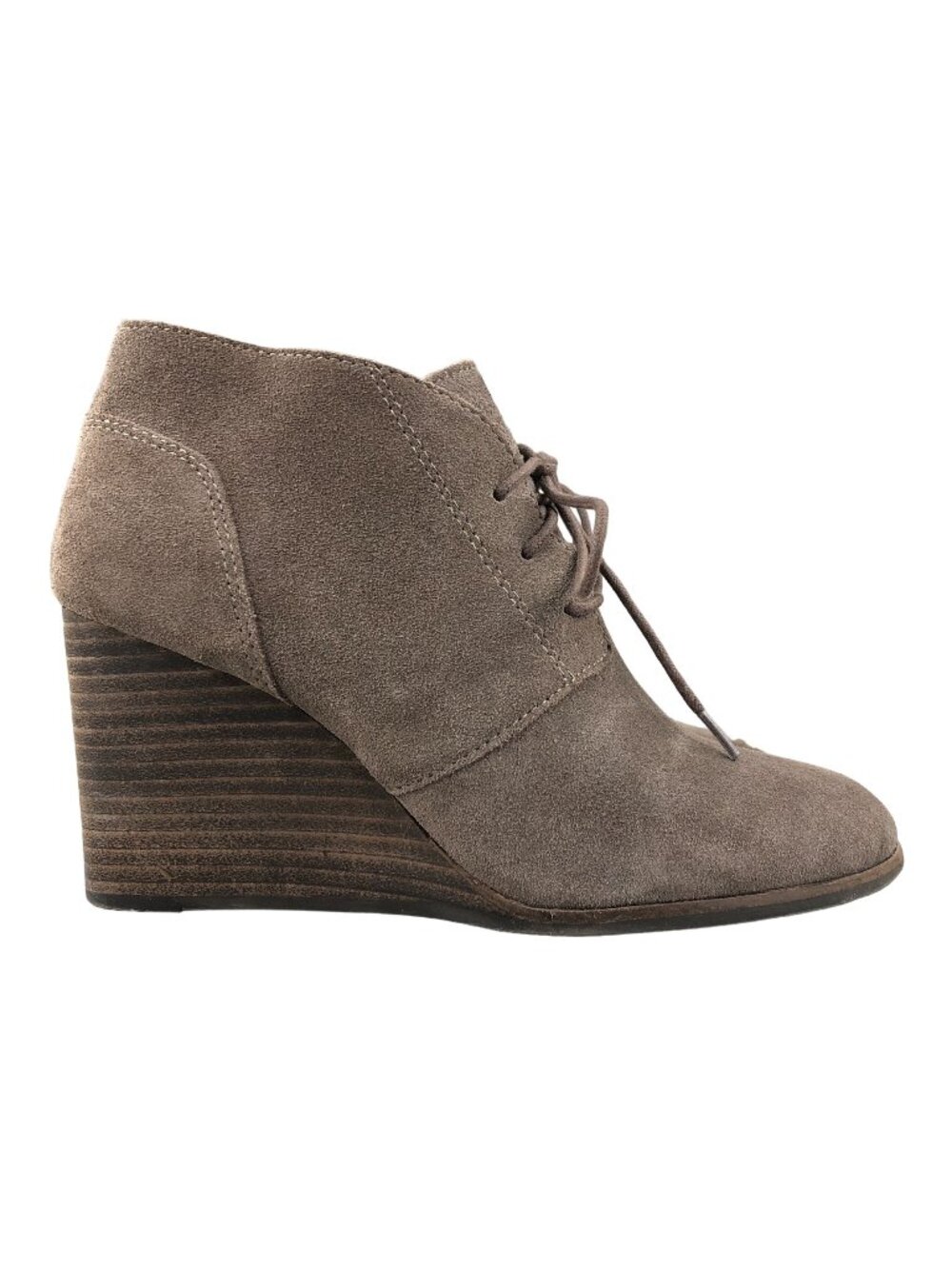 Lucky Brand Women's Size 7.5M Shylow Brown Suede High Heel Wedge Ankle Booties
